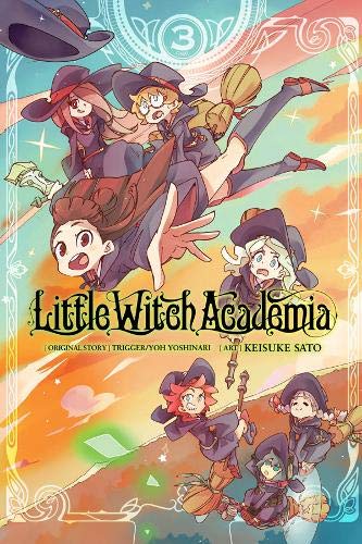 Manga cover for Little Witch Academia, Vol. 3, featuring young witches flying.