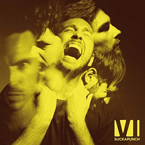 "CD cover with yellow-toned image of four men, one screaming, with 'SUCKAPUNCH' text."