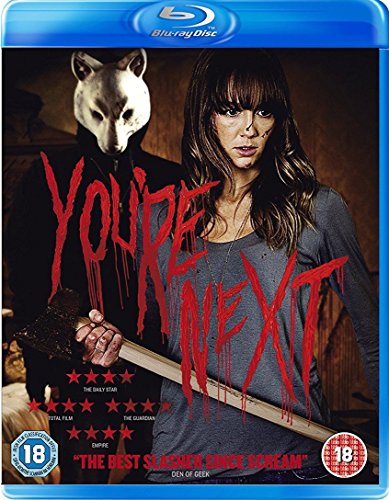 Blu-ray cover featuring a woman holding an axe and a figure in a mask.
