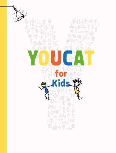 Cover of YOUCAT for Kids book with stick figures and a bell icon.