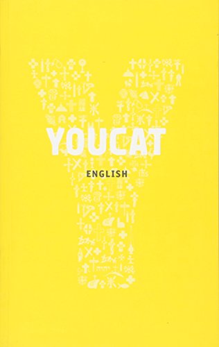 Bright yellow book cover featuring a large white letter Y filled with religious symbols.