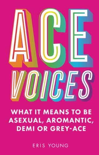 Book cover with the title Ace Voices in colorful 3D letters on a pink background.