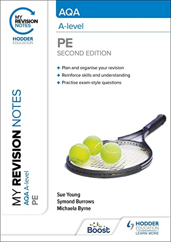 AQA A-level PE revision notes book cover with tennis balls and racket.