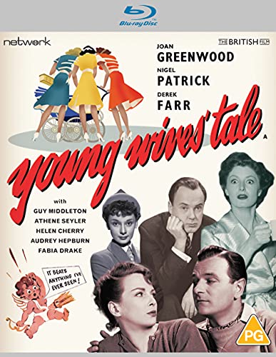 Young Wives' Tale" Blu-ray cover featuring actors and stylized illustrations.