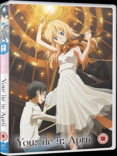 Your Lie in April" Part 2 DVD cover featuring anime characters with instruments.