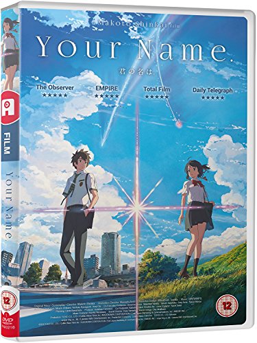 DVD cover of the anime film Your Name featuring two students against a sky.