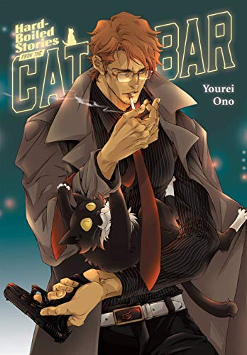 Book cover: man with cat, gun, and neon-lit "CAT BAR" sign.