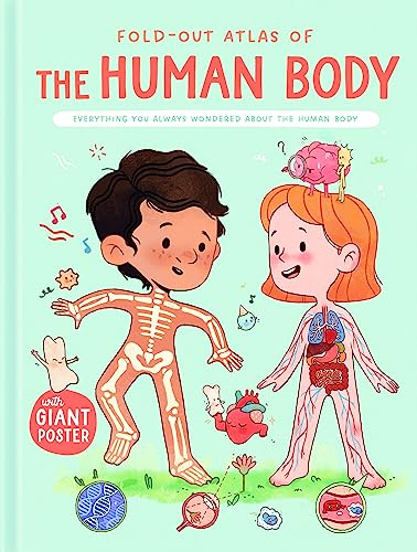 Book cover: “Fold-Out Atlas of the Human Body” with illustrated anatomy.