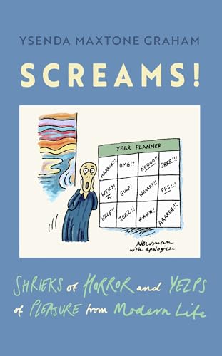 Book cover for "Screams!" with cartoon figure and colorful calendar.