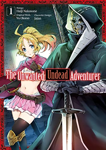 Manga cover: skeleton adventurer with blonde girl, sword in foreground.