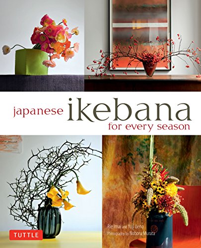 Book cover featuring four ikebana floral arrangements in vases.