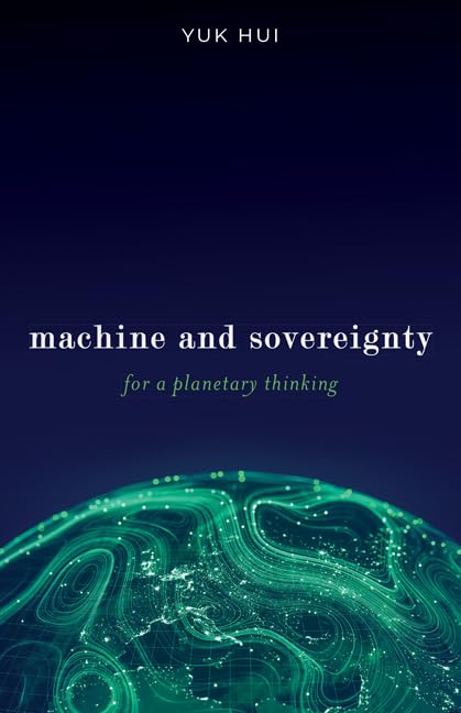 Book cover: “Machine and Sovereignty” with a glowing green globe design.