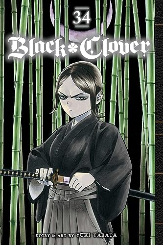 Black Clover volume 34 cover with a character holding a katana.