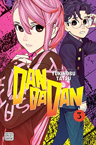 Manga cover featuring a pink-haired girl and a boy with glasses, title Dandadan volume 3.