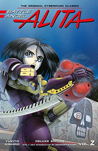 Battle Angel Alita manga volume 2 cover featuring Alita in purple armor holding a sphere.