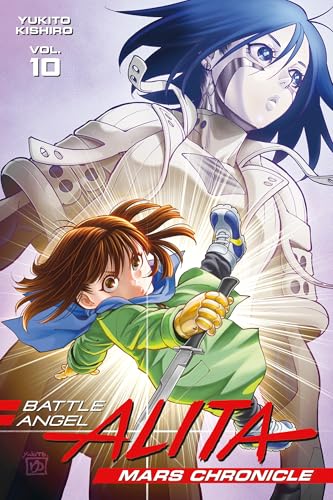 Manga cover featuring Alita, a cyborg, and a young girl with a sword.