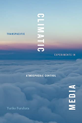 Book cover with clouds, sky, and vertical white text: “Climatic Media.”