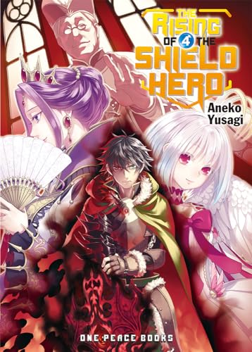 Book cover for "Rising of the Shield Hero Volume 04" with fantasy characters.