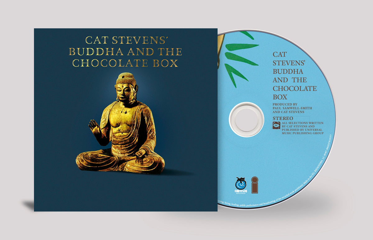 CD cover for Yusuf/Cat Stevens’ “Buddha and the Chocolate Box” featuring a Buddha.