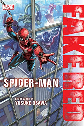 Spider-Man swinging forward, with Venom and other characters in background.