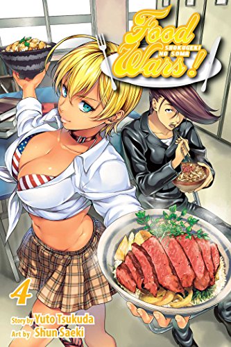 Manga volume 4 cover with anime-style characters and plated food.
