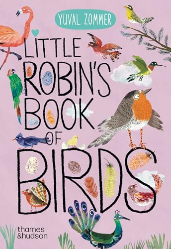 Book cover for Little Robin's Book of Birds featuring various illustrated birds and feathers.