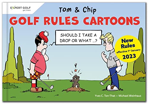 Book cover with cartoon golfers discussing rules on a green course.