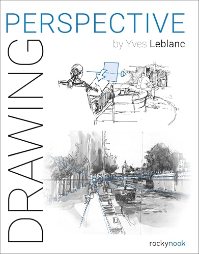 Book cover with sketches demonstrating one and two-point perspective drawing.