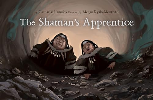 Book cover: two Indigenous people in winter clothing inside a cave.