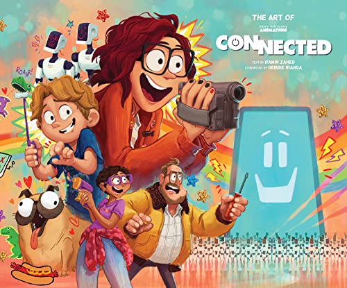 Book cover featuring the Mitchell family, a pug, and robots against a colorful background.