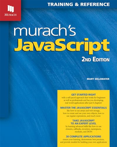 Blue book cover with white text: "Murach's JavaScript, 2nd Edition".