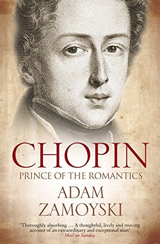 Book cover: portrait of Frédéric Chopin, with title "Chopin" in red text.
