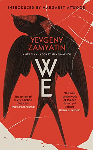Book cover: "We" by Yevgeny Zamyatin, featuring a bird silhouette.