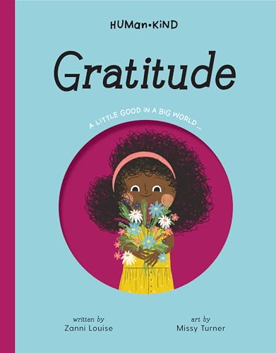 Book cover: "Gratitude" with illustration of a girl holding flowers.