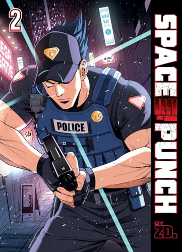 Manga cover art featuring a police officer holding a handgun in a neon city.