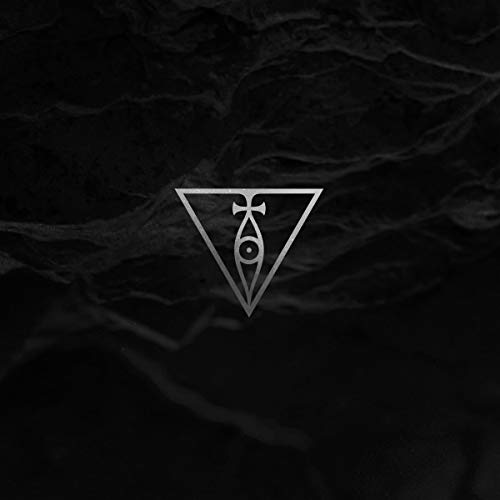 Dark album cover featuring a white triangular symbol with an eye-like design.