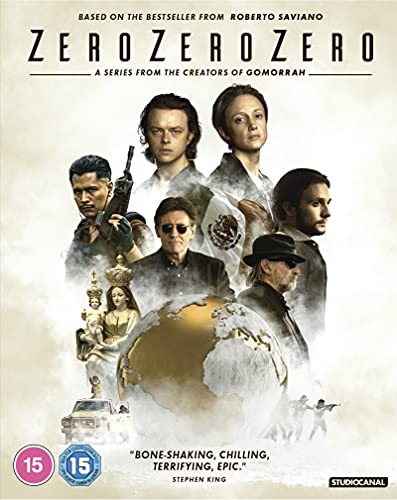 Blu-ray cover art for ZeroZeroZero featuring a montage of characters, a globe, and vehicles.