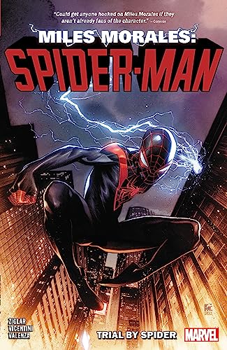 Comic book cover featuring Miles Morales as Spider-Man amid lightning.