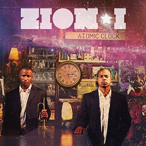 Zion I “Atomic Clock” CD cover with two men and clocks imagery.