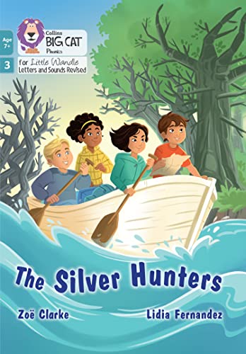 Book cover: children rowing a boat through a forest stream.