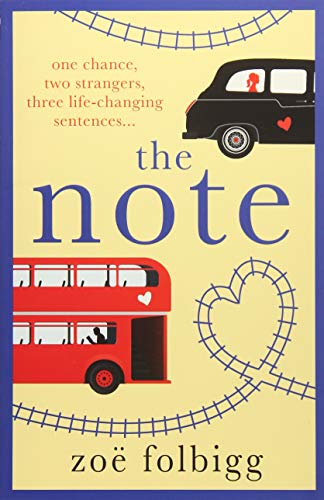 Book cover: "The Note" with illustrations of buses, a car, and hearts.