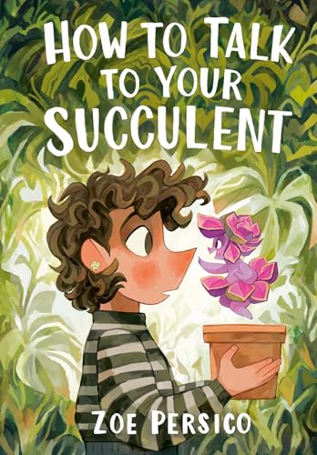 Book cover with illustrated woman and pink succulent in a pot.