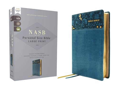 Teal leathersoft Bible with gold edges, shown with its box.