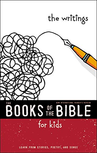 Book cover with tangled yarn, pen, and text: “The Books of the Bible for Kids.”