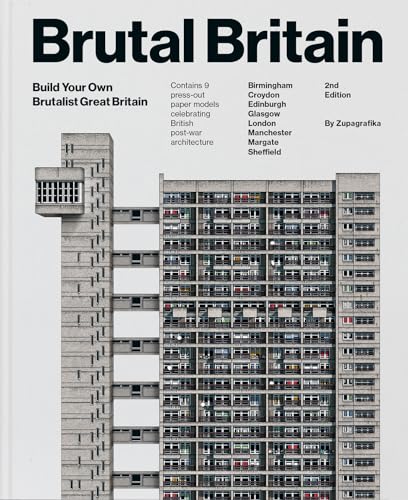 Book cover titled Brutal Britain featuring an illustration of a gray Brutalist apartment building.