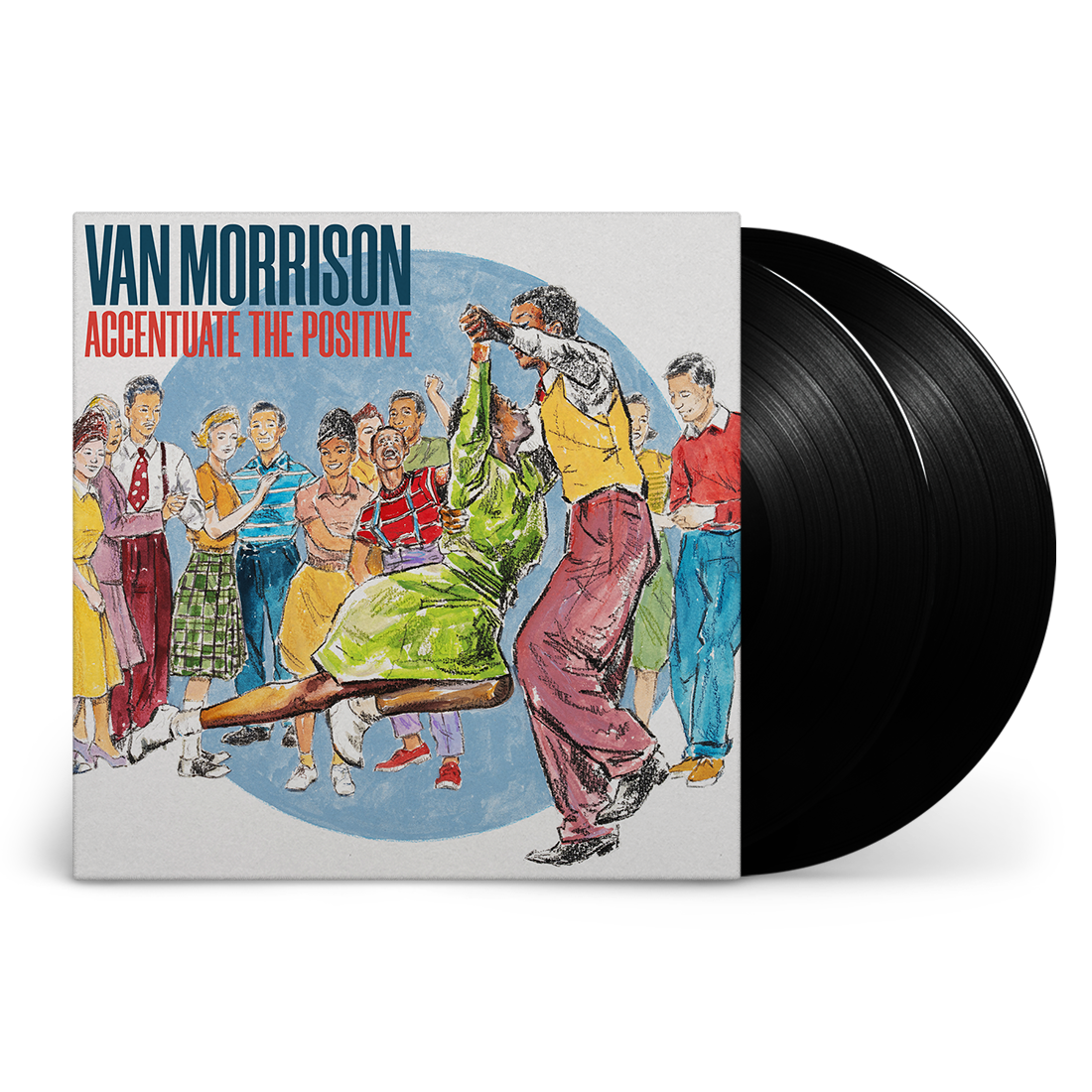 Van Morrison’s “Accentuate The Positive” 2LP vinyl record with illustrated cover.