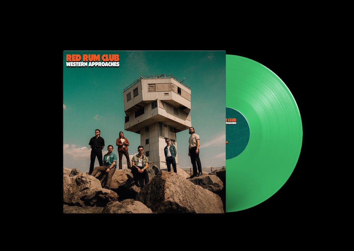 Vinyl record of Red Rum Club’s “Western Approaches” with a green cover and disc.
