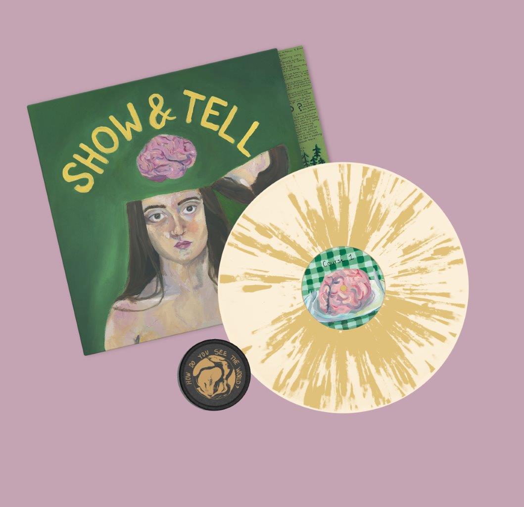 Splatter vinyl LP record with label text: "Bored At My Grandmas House - Show & Tell".