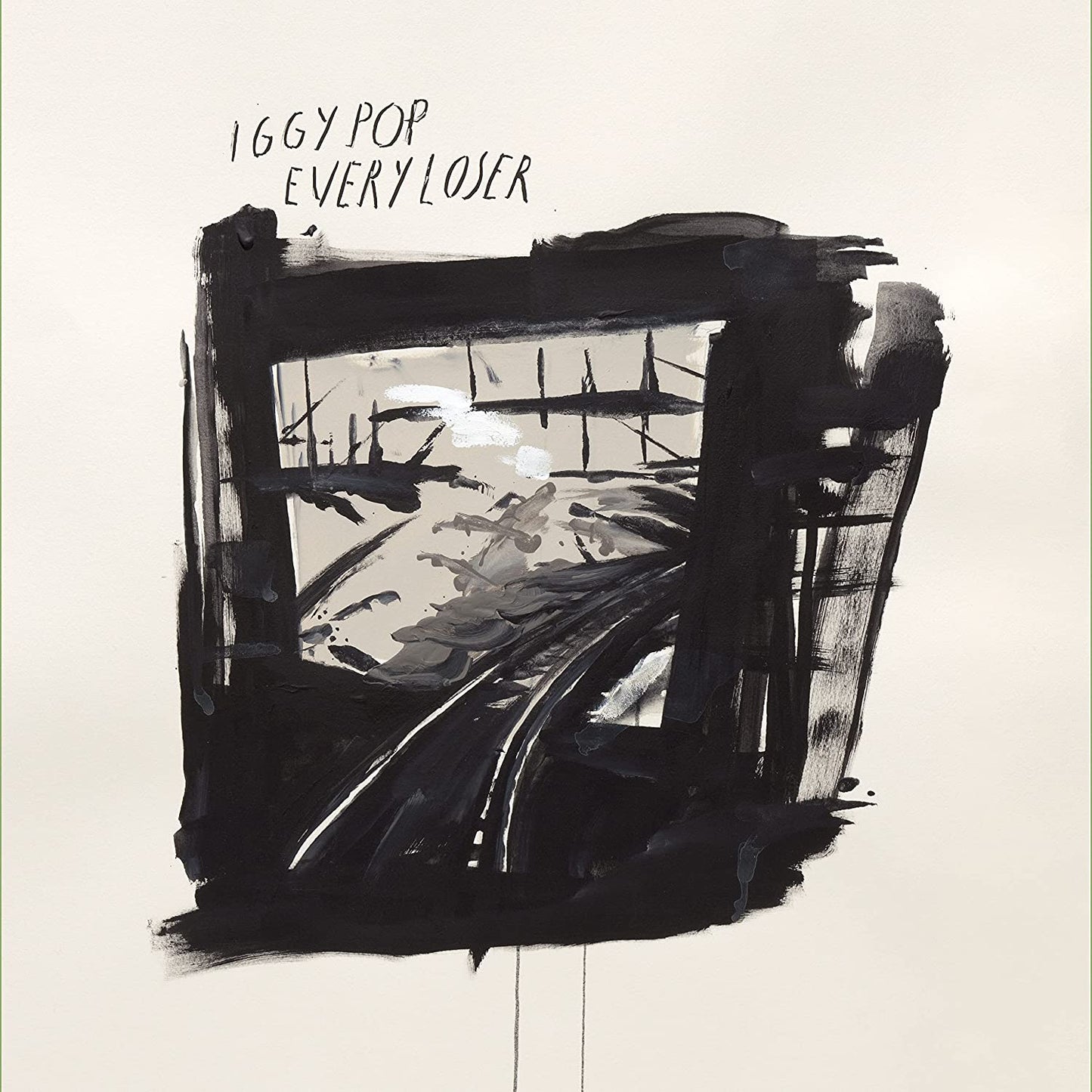 "Album cover with abstract black and white painting and 'Iggy Pop Every Loser' text."