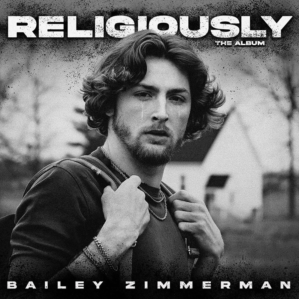Black and white album cover featuring Bailey Zimmerman, titled "Religiously.